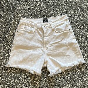Just Black White Frayed Hem Jean Shorts